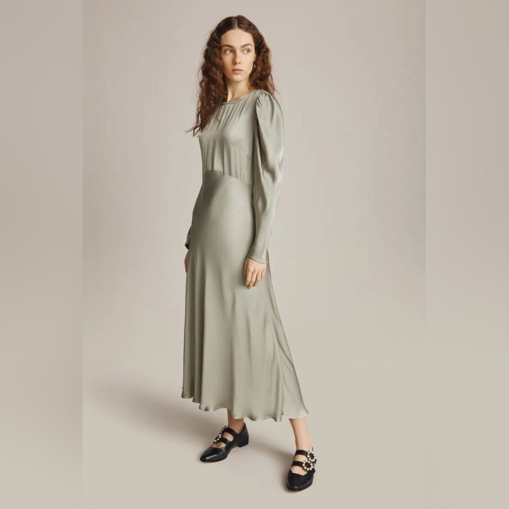 Ghost London | Long Sage Rosaleen Dress Green